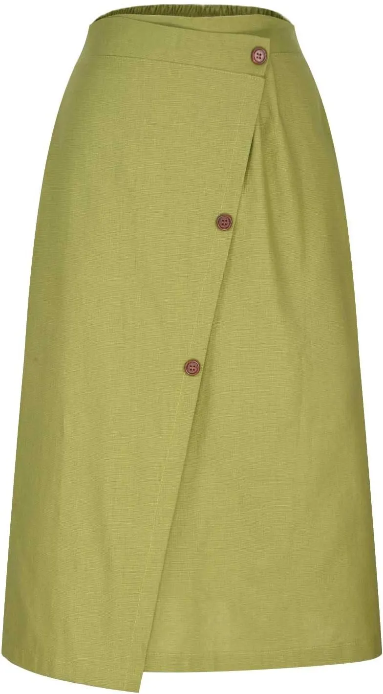 Women's Irregular Cotton Linen Casual Skirt, Solid Color Basic Summer Versatile Trendy Clothes Comfy Breathable Skirts