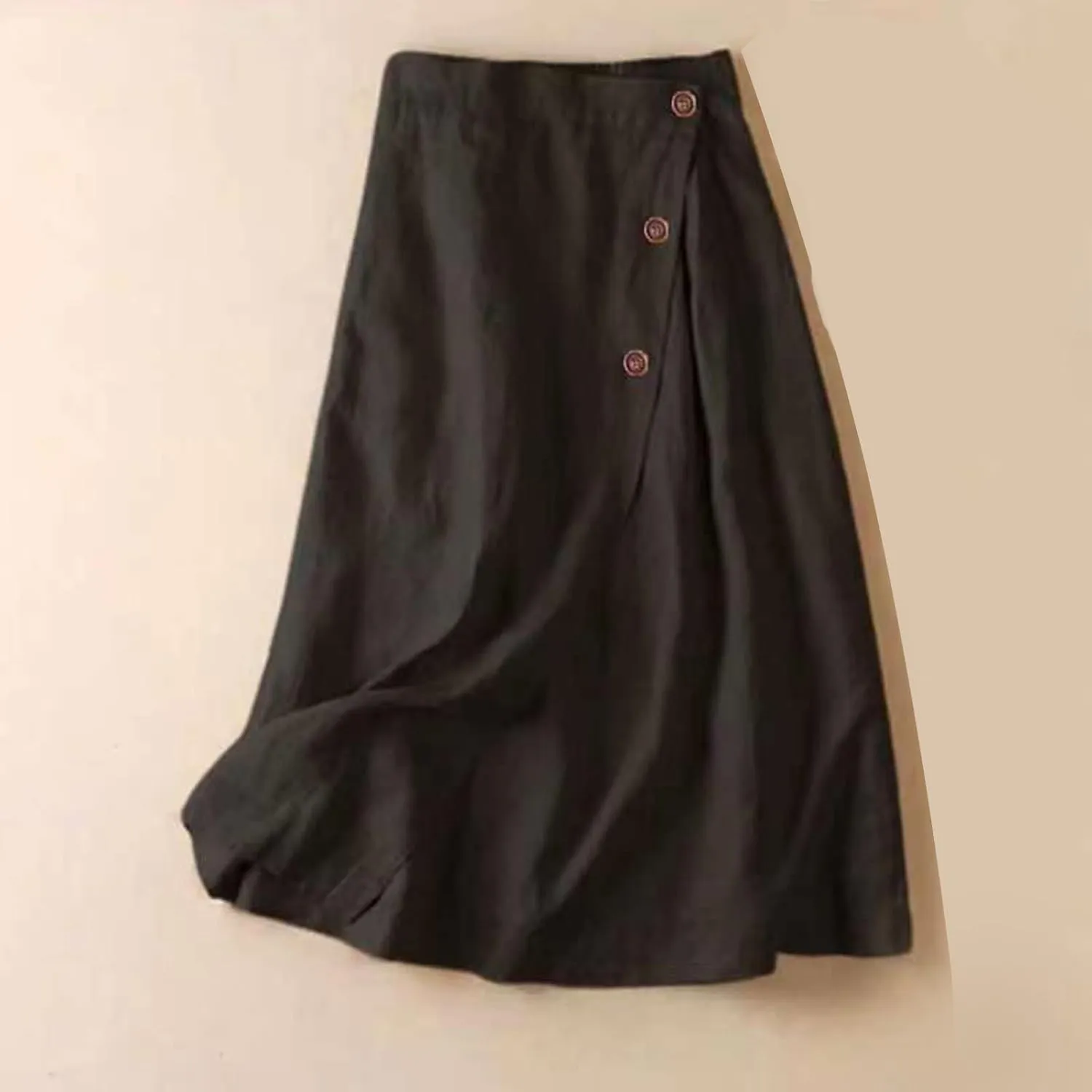 Women's Irregular Cotton Linen Casual Skirt, Solid Color Basic Summer Versatile Trendy Clothes Comfy Breathable Skirts