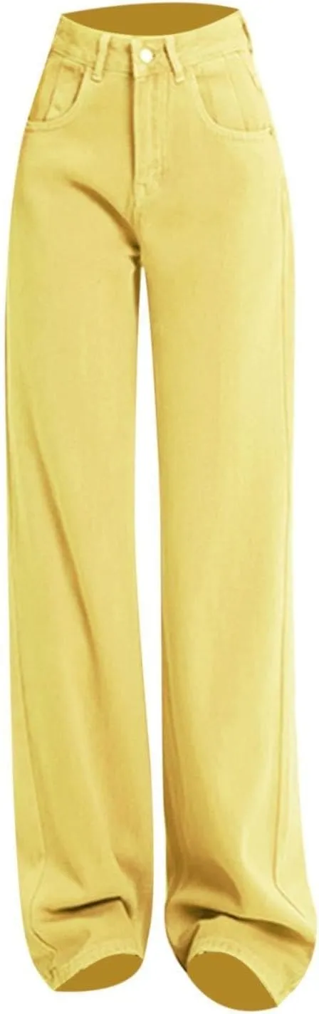 Women's Jeans Mid Rise Bootcut Baggy Jeans for Women Tummy Control Jeans Denim Pants