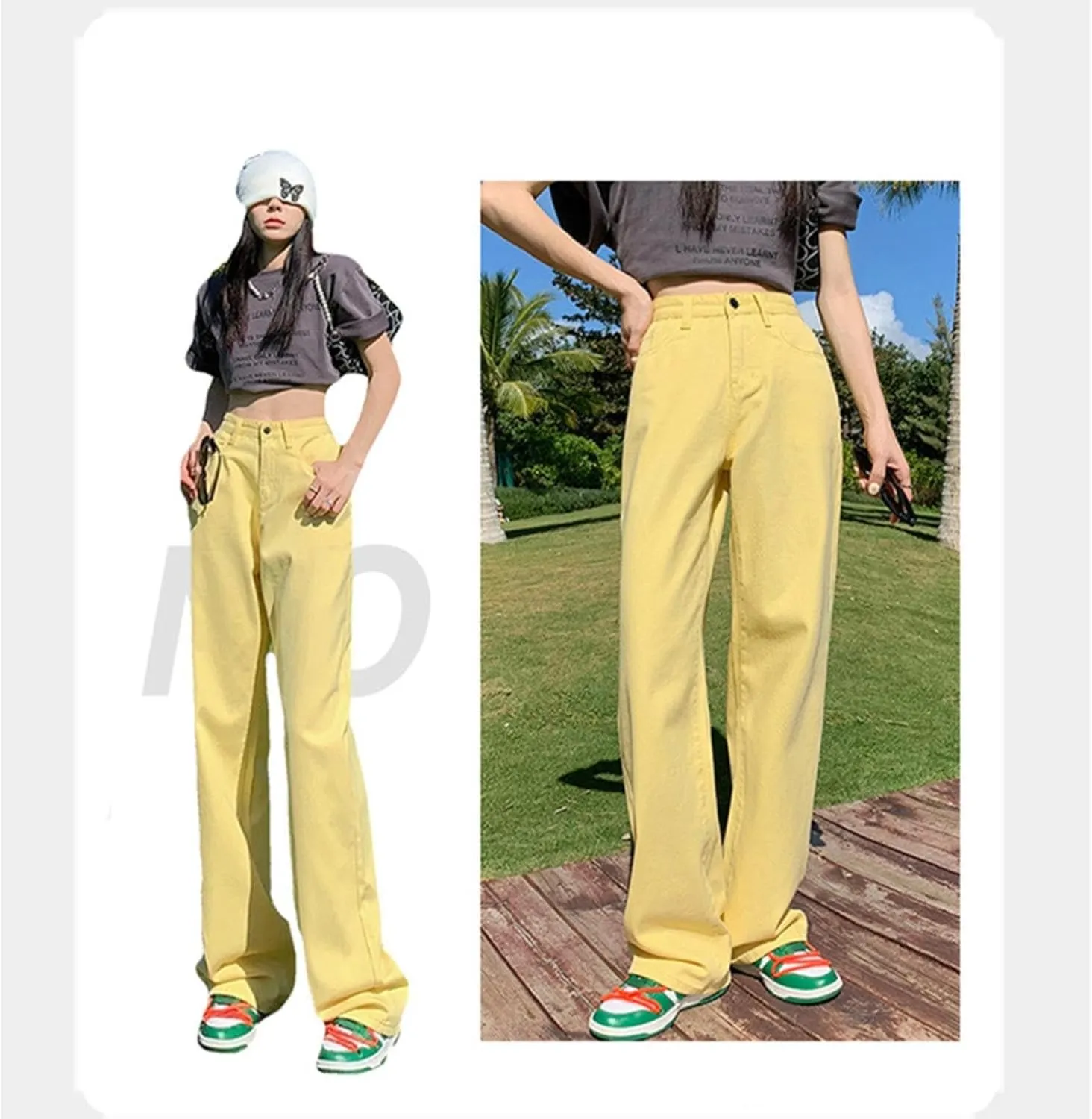 Women's Jeans Mid Rise Bootcut Baggy Jeans for Women Tummy Control Jeans Denim Pants