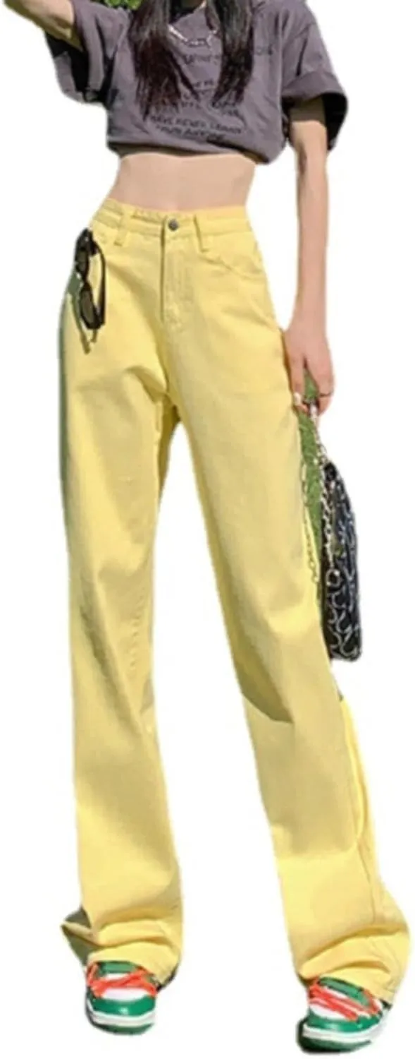 Women's Jeans Mid Rise Bootcut Baggy Jeans for Women Tummy Control Jeans Denim Pants