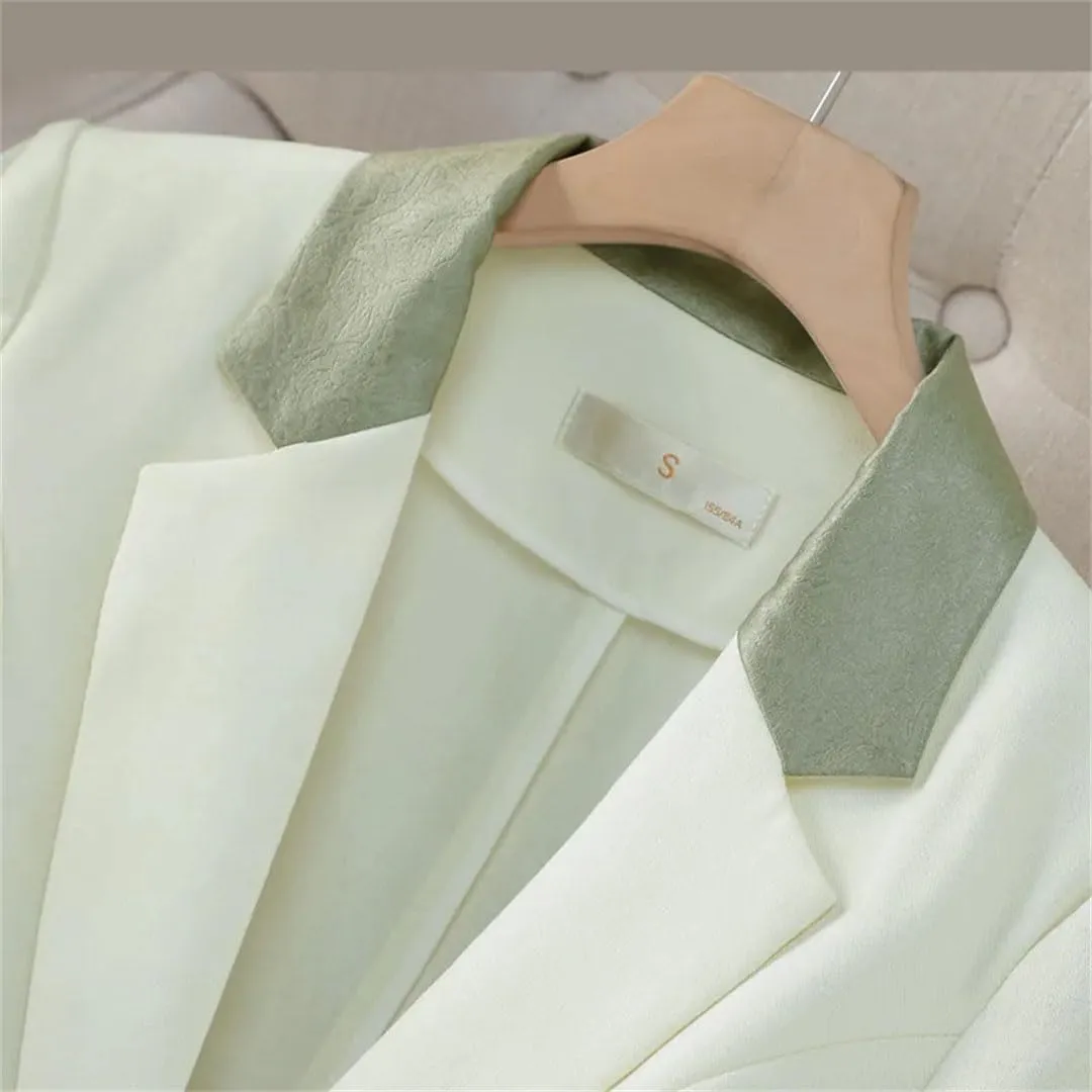 Women's Lapel Button Solid Color Slim Blazer Spring Casual Office Lady Suit Jacket