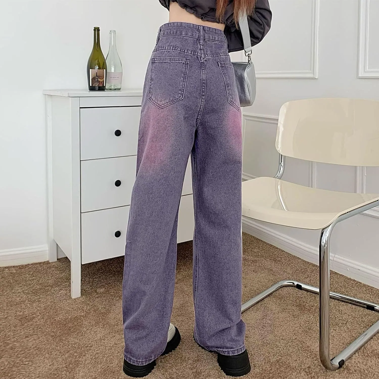 Women's Loose Baggy Jeans High Waisted Boyfriend Jeans Wide Leg Y2K Jeans