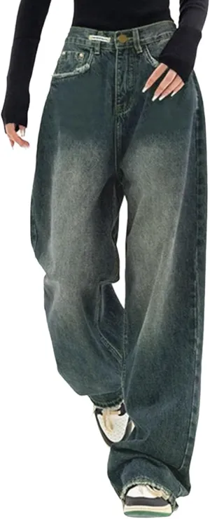 Women's Loose Baggy Jeans High Waisted Boyfriend Jeans Wide Leg Y2K Jeans