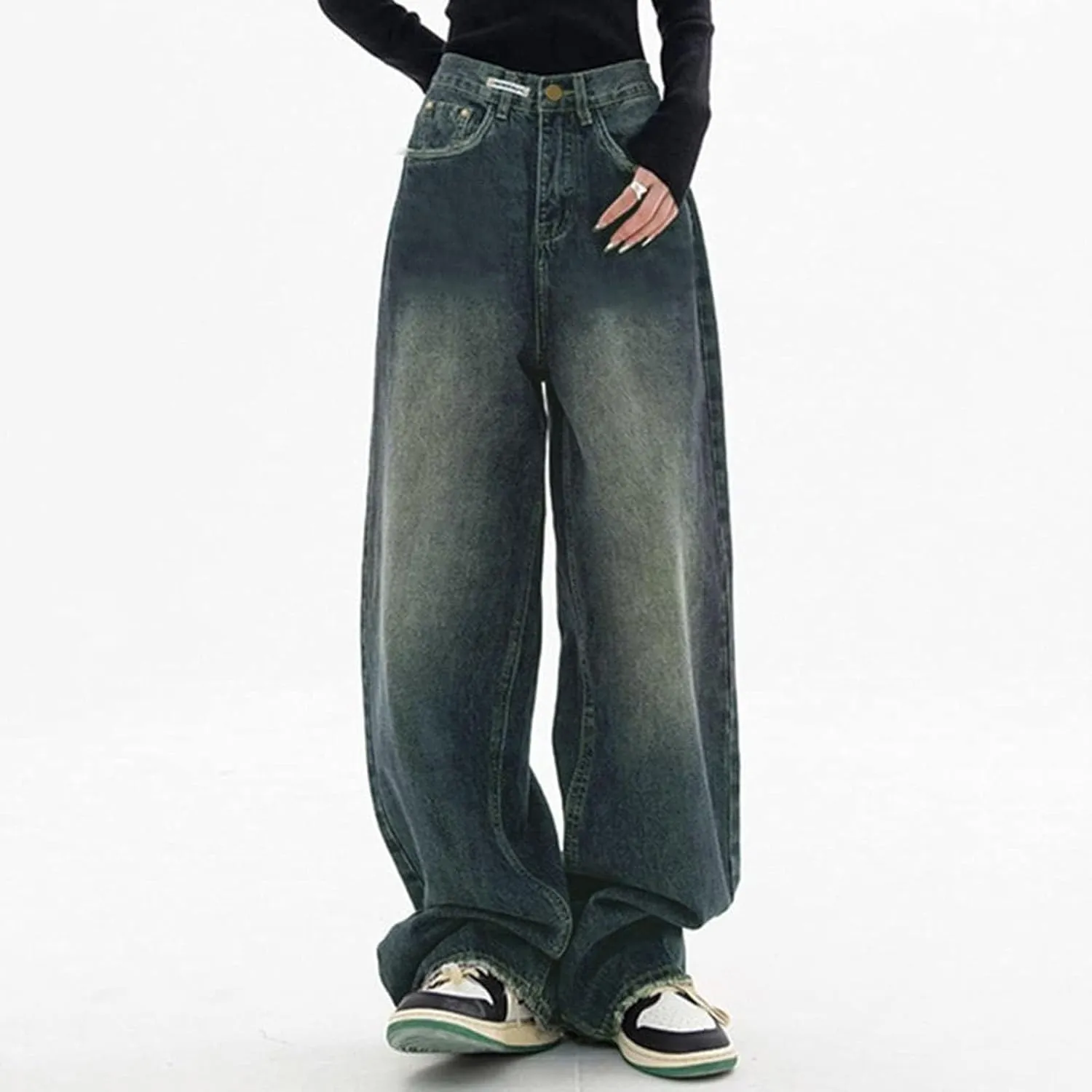 Women's Loose Baggy Jeans High Waisted Boyfriend Jeans Wide Leg Y2K Jeans