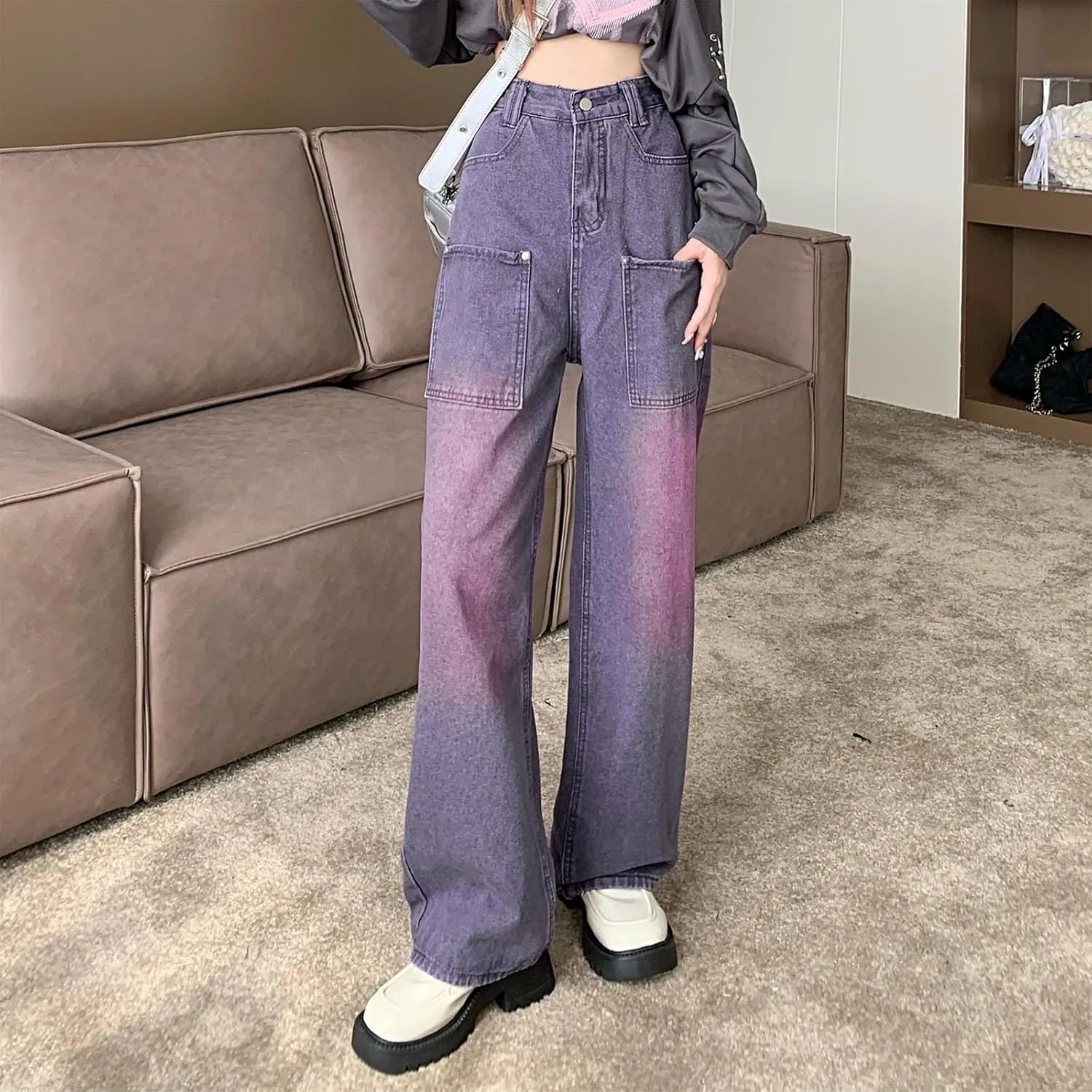 Women's Loose Baggy Jeans High Waisted Boyfriend Jeans Wide Leg Y2K Jeans