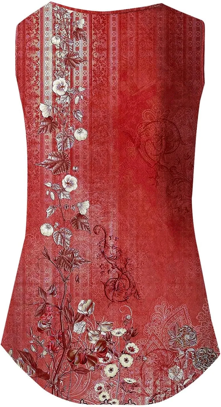 Womens Loose Fit Casual Flowy Tank Tops 2D Printed Casual Loose and Versatile Vest Suspender Plus Sleeveless Shirts