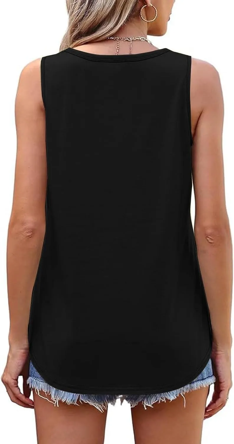 Womens Loose Fit Casual Flowy Tank Tops 2D Printed Casual Loose and Versatile Vest Suspender Plus Sleeveless Shirts