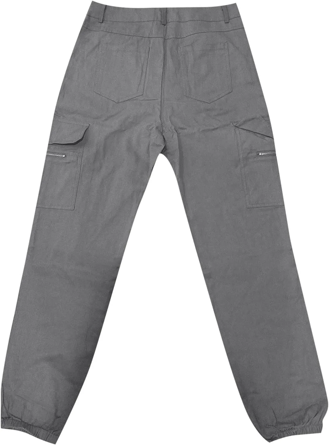 Women's Mid Waist Solid Button Cargo Pants with Pockets Casual Trendy Straight Leg Slim Fitted Trousers Comfy Versatile Pant