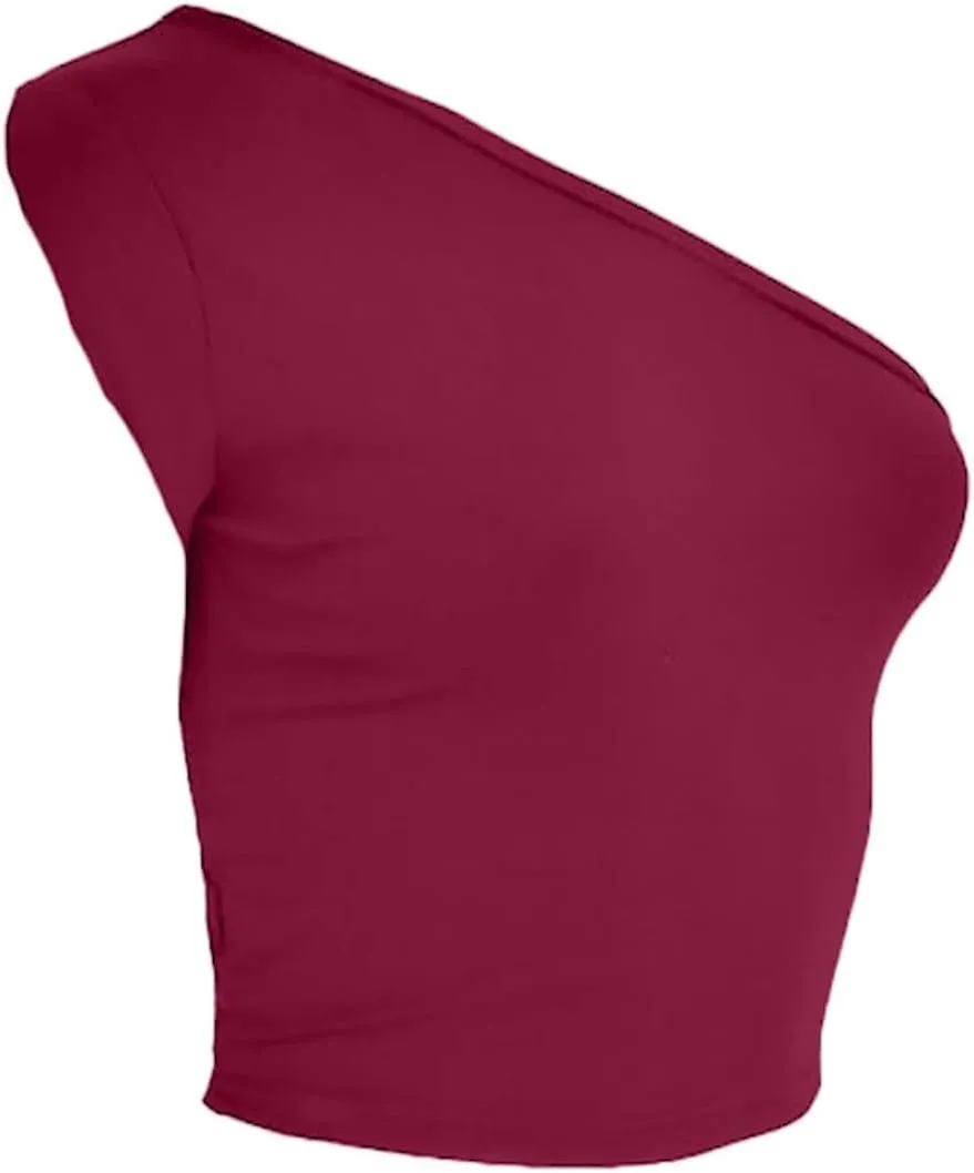 Women's One Shoulder Sleeveless Sexy Cropped Tank Top | Slim Fitted Sports Bra & Versatile Tops for Summer Fashion