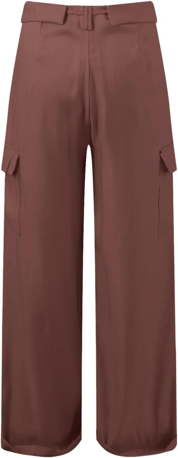 Women's Pocket High Waist Workwear Pants Casual Versatile Pants Plus Size Bell Bottoms