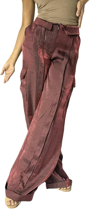 Women's Pocket High Waist Workwear Pants Casual Versatile Pants Plus Size Bell Bottoms