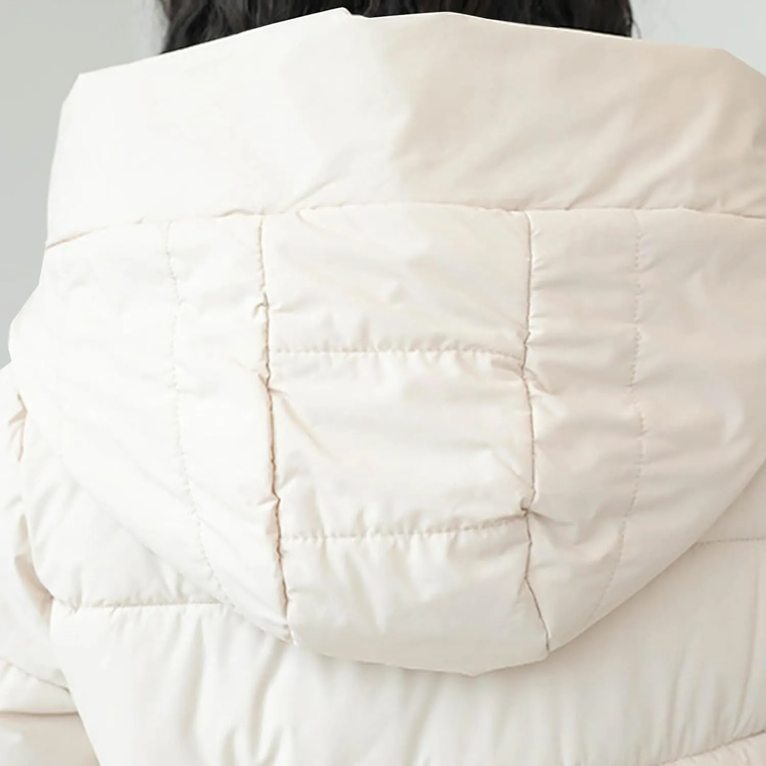 Women's Quilted Down Jacket Winter Long Coat Hooded Stand Collar Parka Ankle Length Cotton Versatile Outdoor Coats