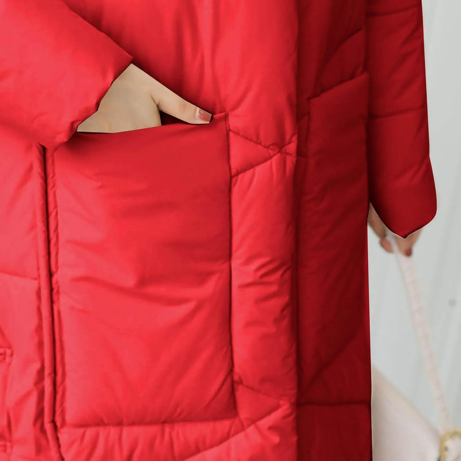 Women's Quilted Down Jacket Winter Long Coat Hooded Stand Collar Parka Ankle Length Cotton Versatile Outdoor Coats