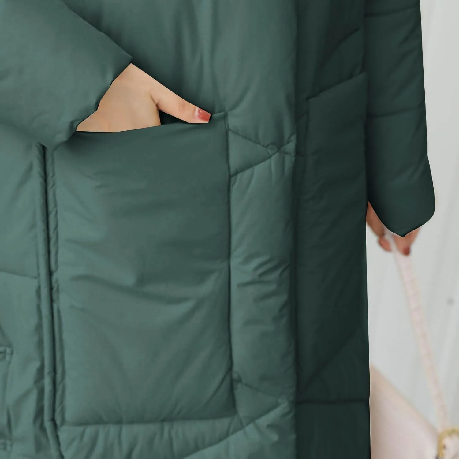 Women's Quilted Down Jacket Winter Long Coat Hooded Stand Collar Parka Ankle Length Cotton Versatile Outdoor Coats