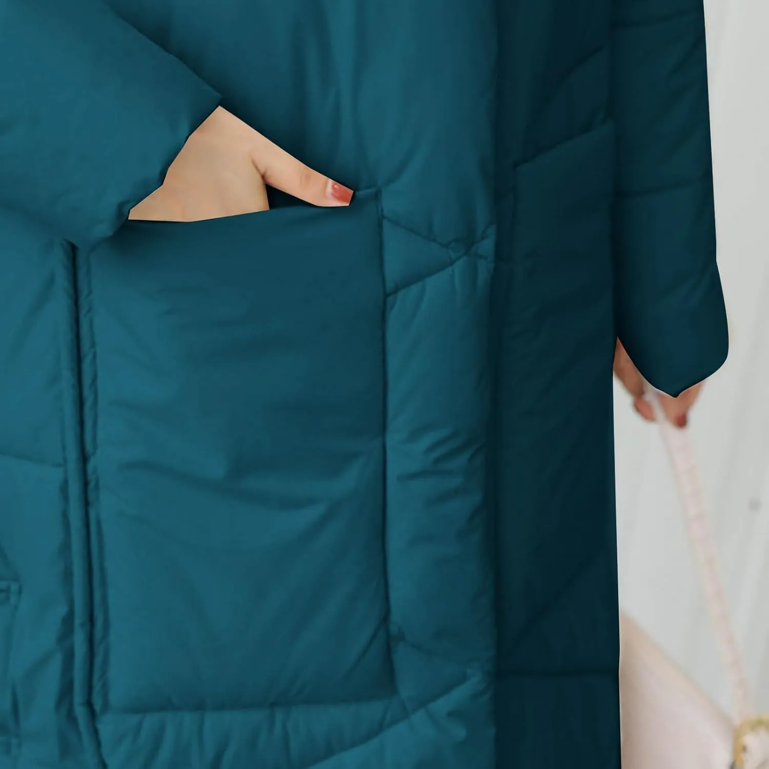 Women's Quilted Down Jacket Winter Long Coat Hooded Stand Collar Parka Ankle Length Cotton Versatile Outdoor Coats