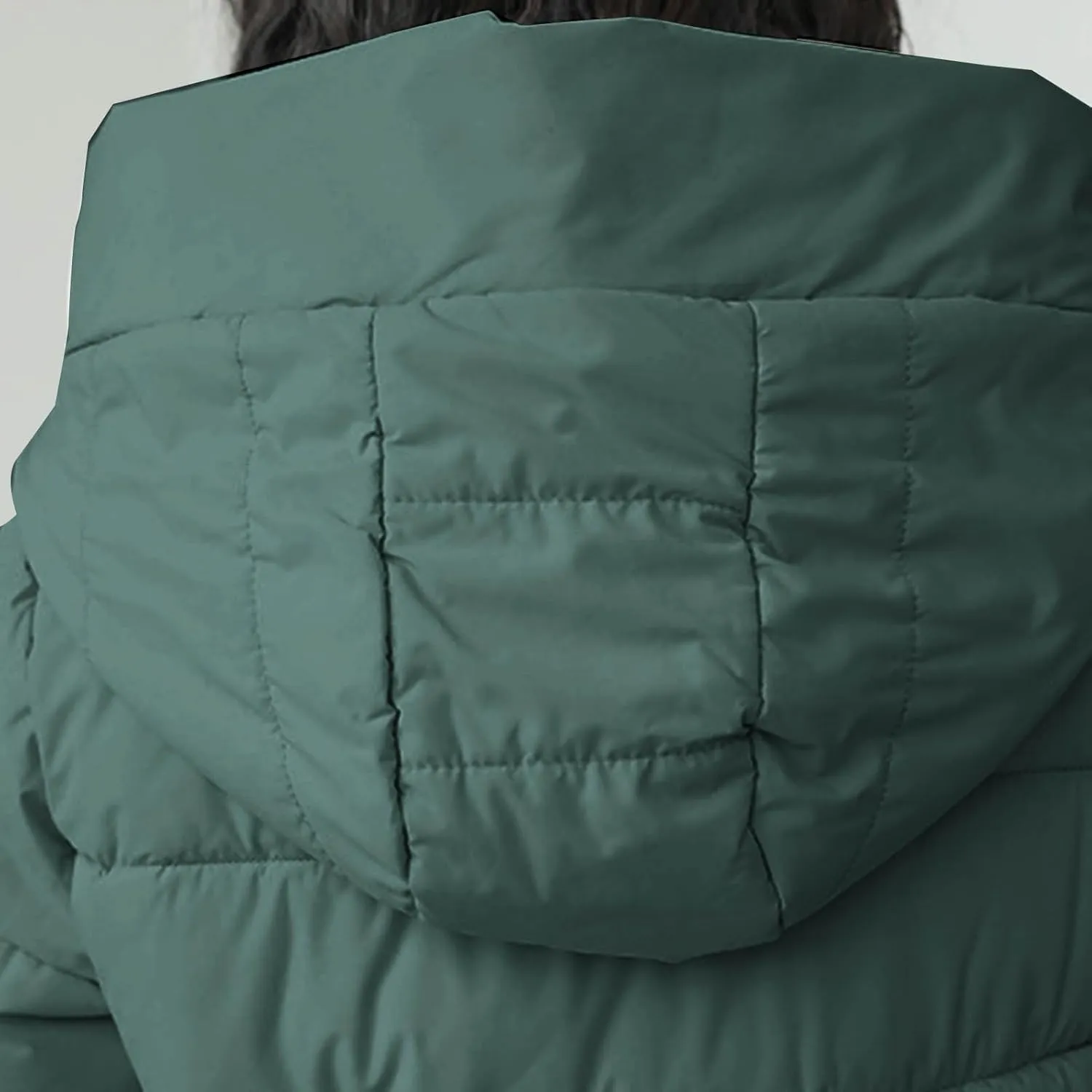 Women's Quilted Down Jacket Winter Long Coat Hooded Stand Collar Parka Ankle Length Cotton Versatile Outdoor Coats