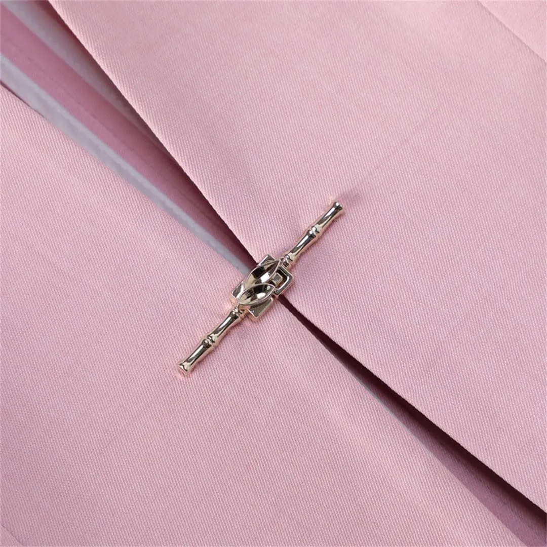 Women's Slim Fit Blazer Spring Summer Solid Color Single Button Suit Jacket Office Lady Coat Top