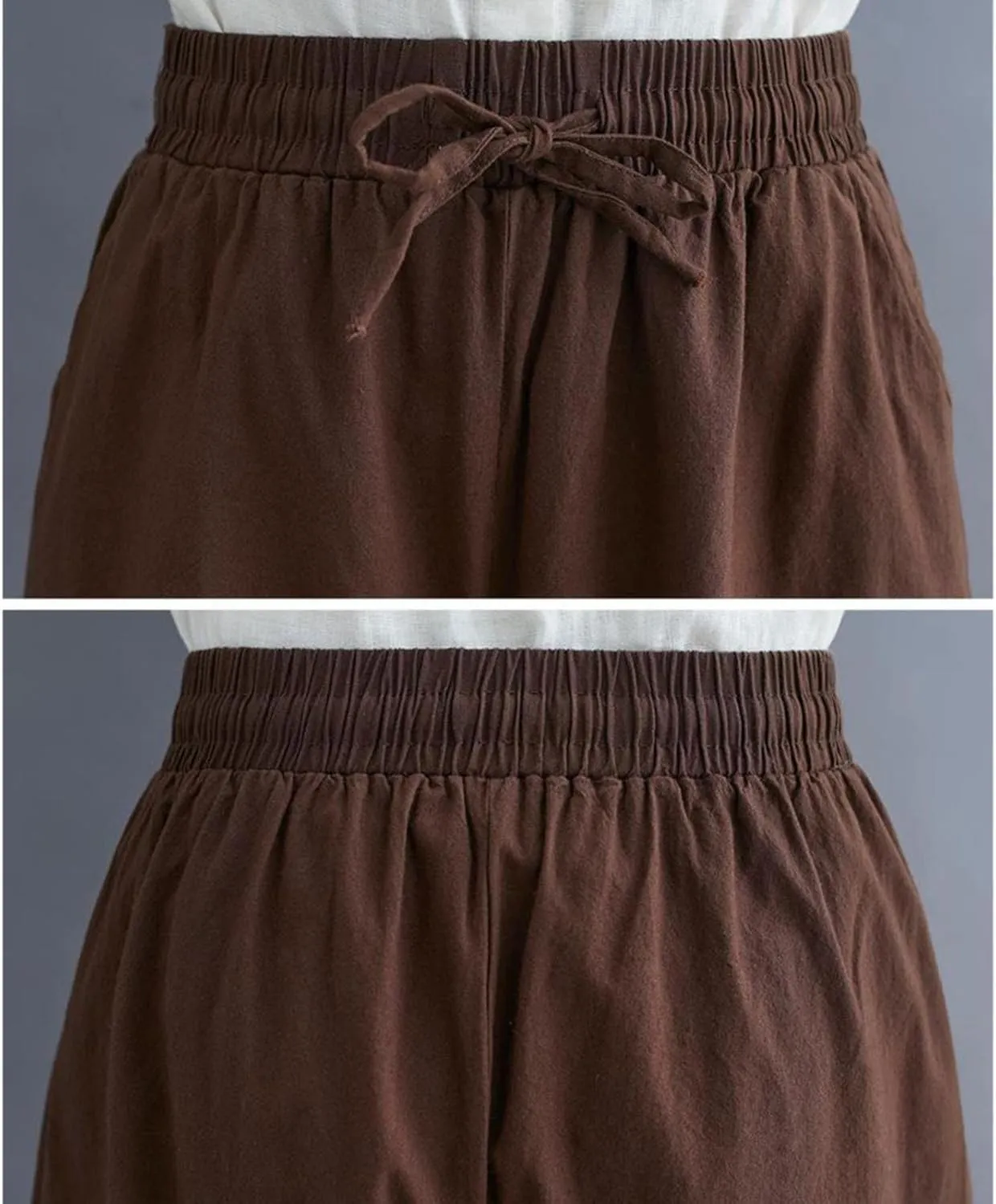 Women's Solid Straight Wide Leg Cropped Trousers Summer Lightweight Cotton Soft Comfy Plus Size Baggy Versatile Pants