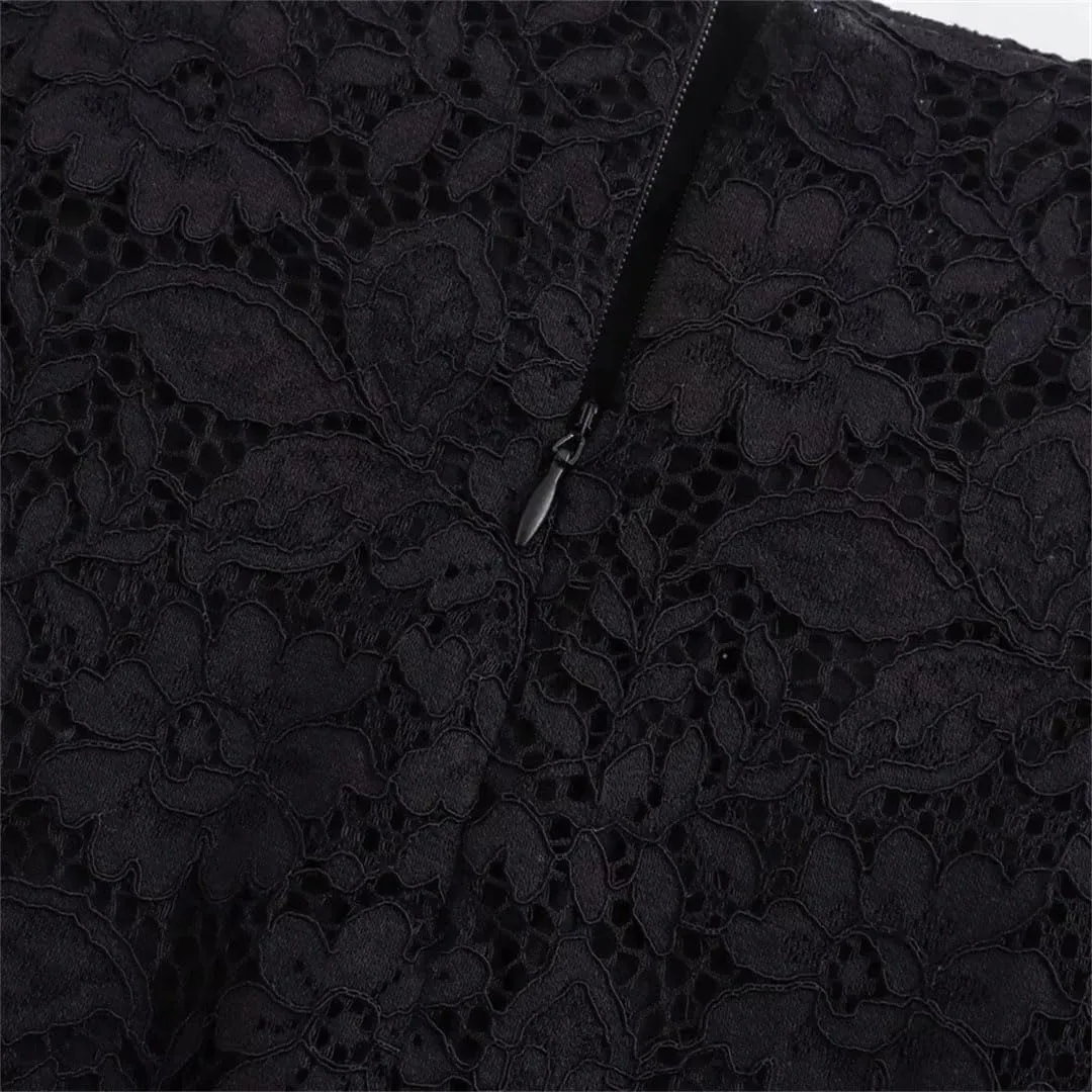 Women's Spring Lace Suit Jacket High Waisted Skirt Set