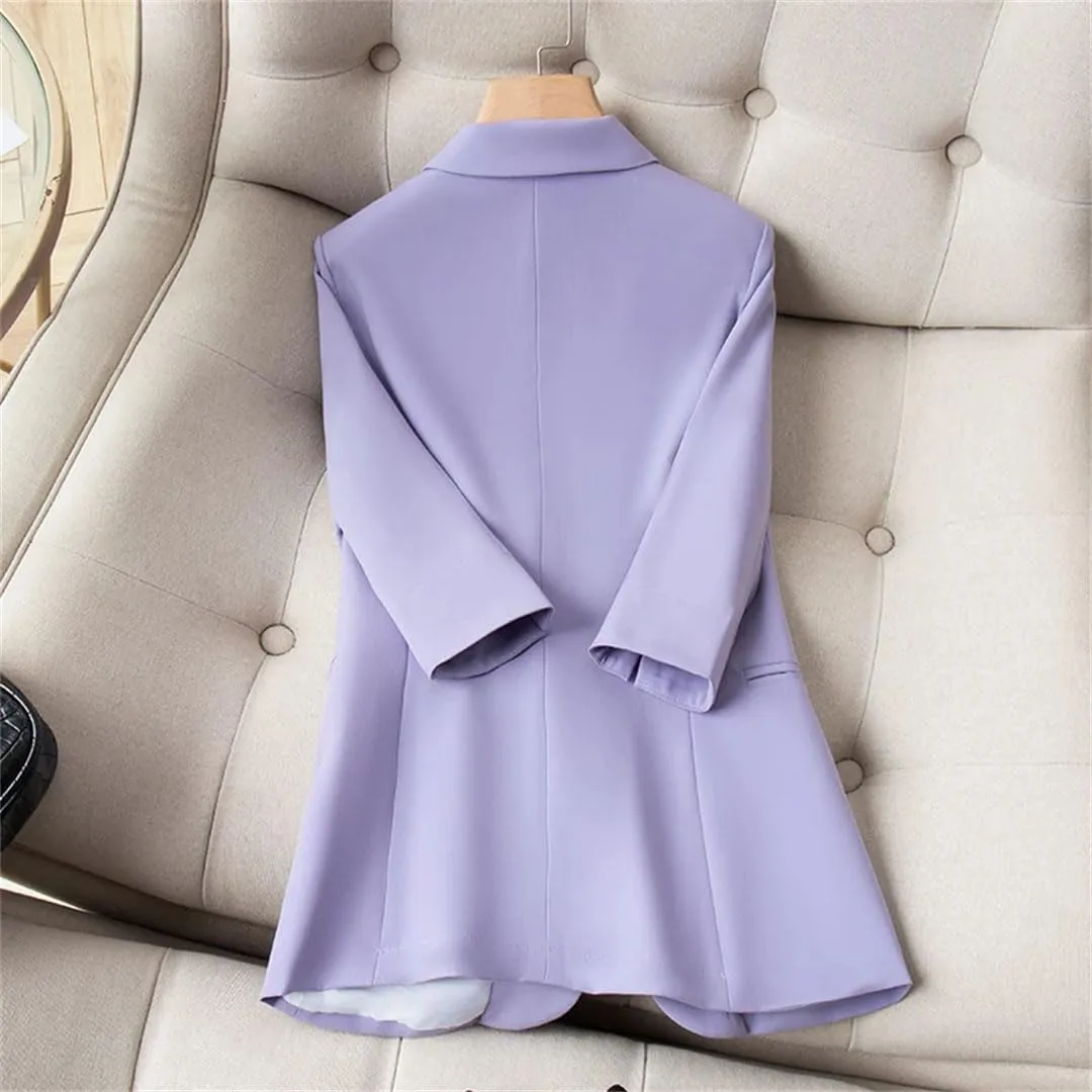 Women's Spring OL Elegant Suit Jacket Half Sleeve Summer Blazer Office Ladies Work Coat Tops