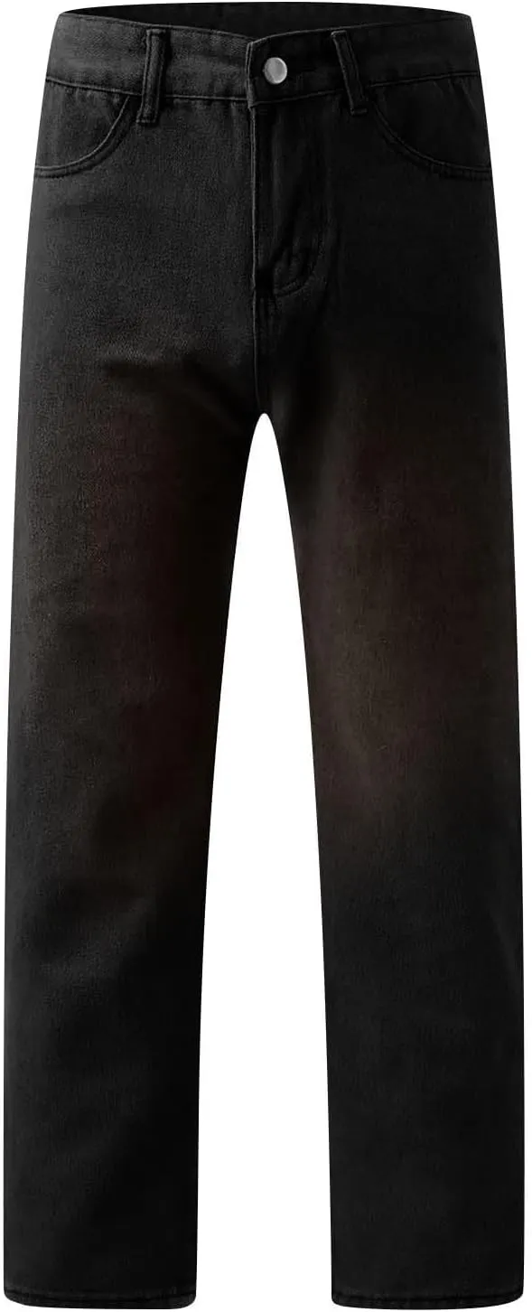 Womens Straight Leg Jeans High Waisted Baggy Jeans Wide Leg Stretchy Trendy Denim Pants with Pockets