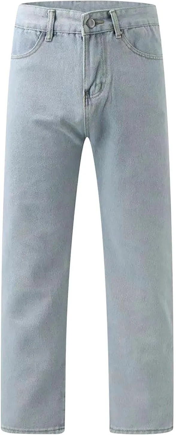 Womens Straight Leg Jeans High Waisted Baggy Jeans Wide Leg Stretchy Trendy Denim Pants with Pockets