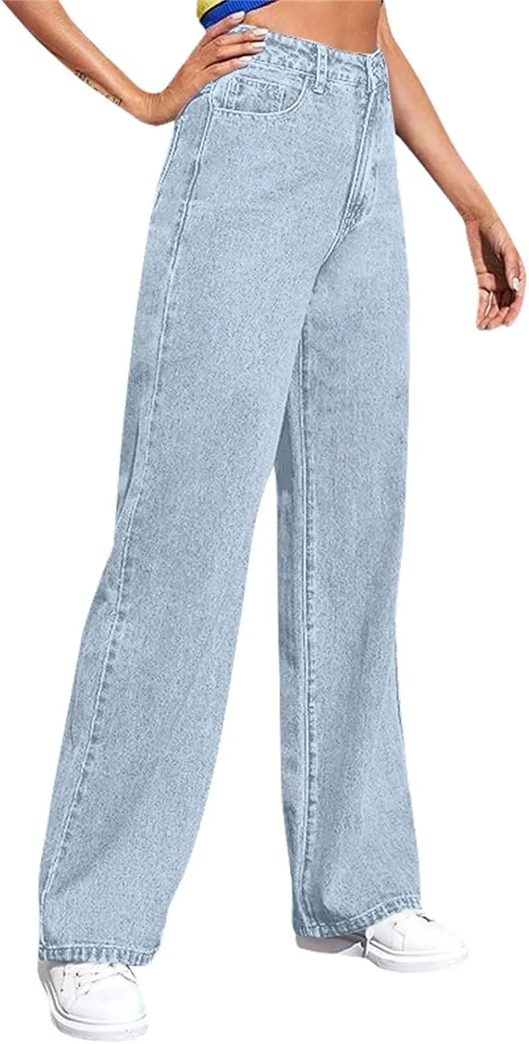 Womens Straight Leg Jeans Sweatpants That Look Like Jeans,Boyfriend Petite Sweatpant Jeans High Waisted with Pockets