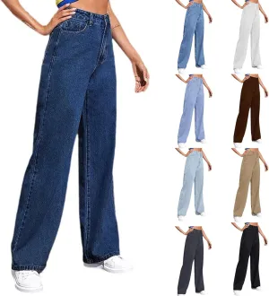 Womens Straight Leg Jeans Sweatpants That Look Like Jeans,Boyfriend Petite Sweatpant Jeans High Waisted with Pockets