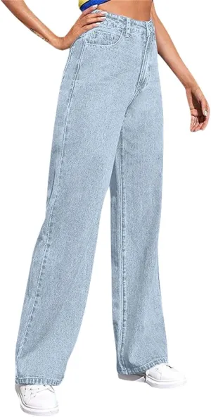 Womens Straight Leg Jeans Sweatpants That Look Like Jeans,Boyfriend Petite Sweatpant Jeans High Waisted with Pockets