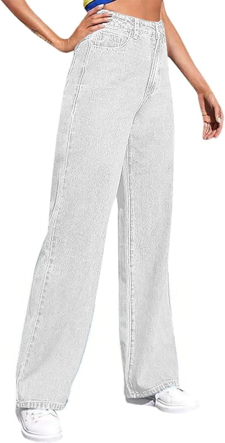 Womens Straight Leg Jeans Sweatpants That Look Like Jeans,Boyfriend Petite Sweatpant Jeans High Waisted with Pockets