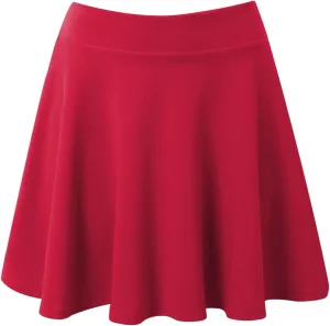 Womens Stretchy Flared A-Line Mini Skater Skirt Elastic Waist Basic Versatile Pleated Casual Fit Everyday Party