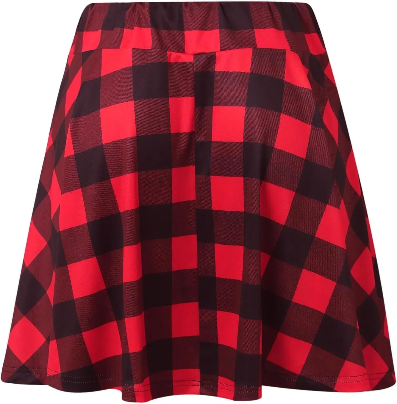 Womens Stretchy Flared A-Line Mini Skater Skirt Elastic Waist Basic Versatile Pleated Casual Fit Everyday Party