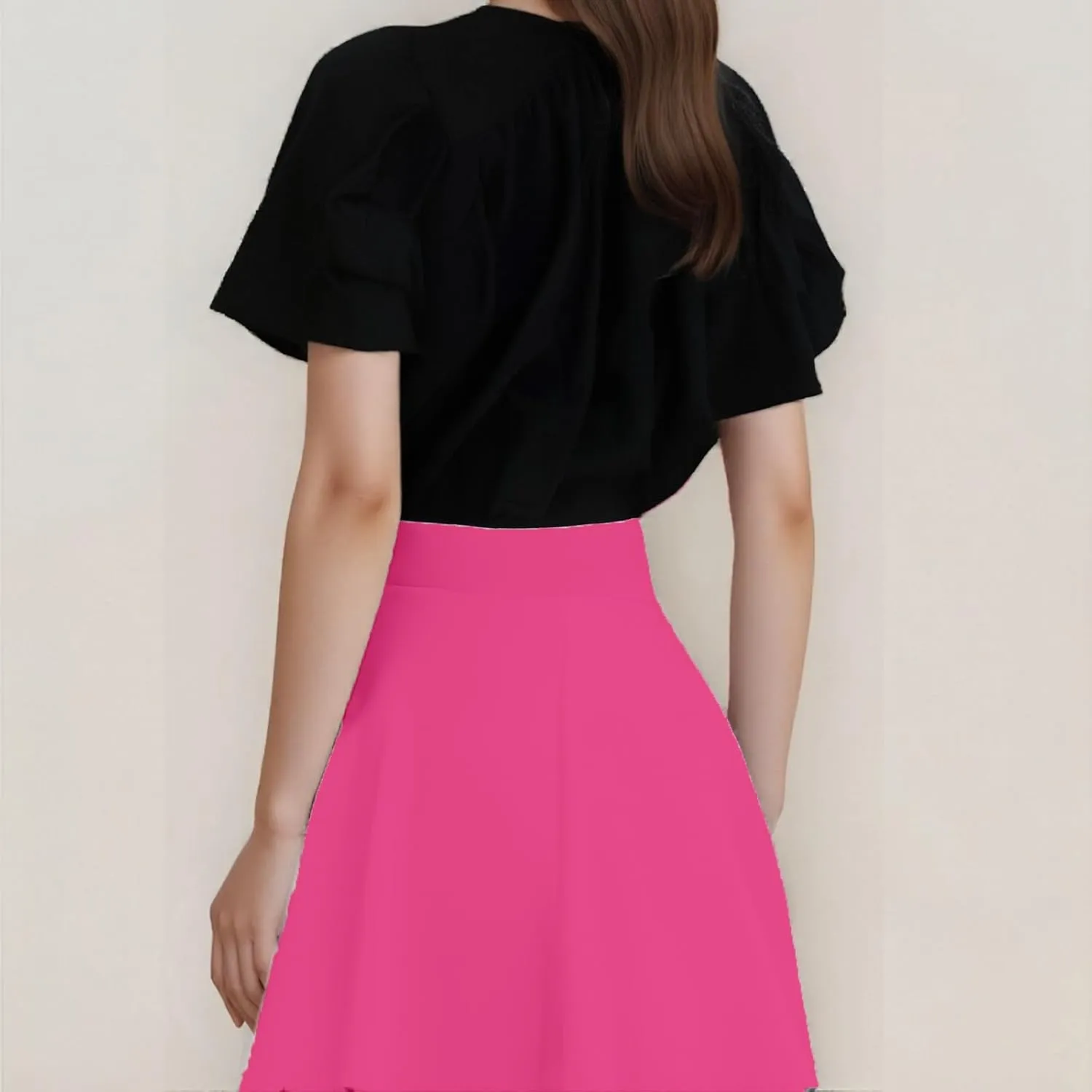 Women's Summer 2025 Basic Versatile Stretchy Flared Casual Flowy Mini Skater Skirt, M-5XL