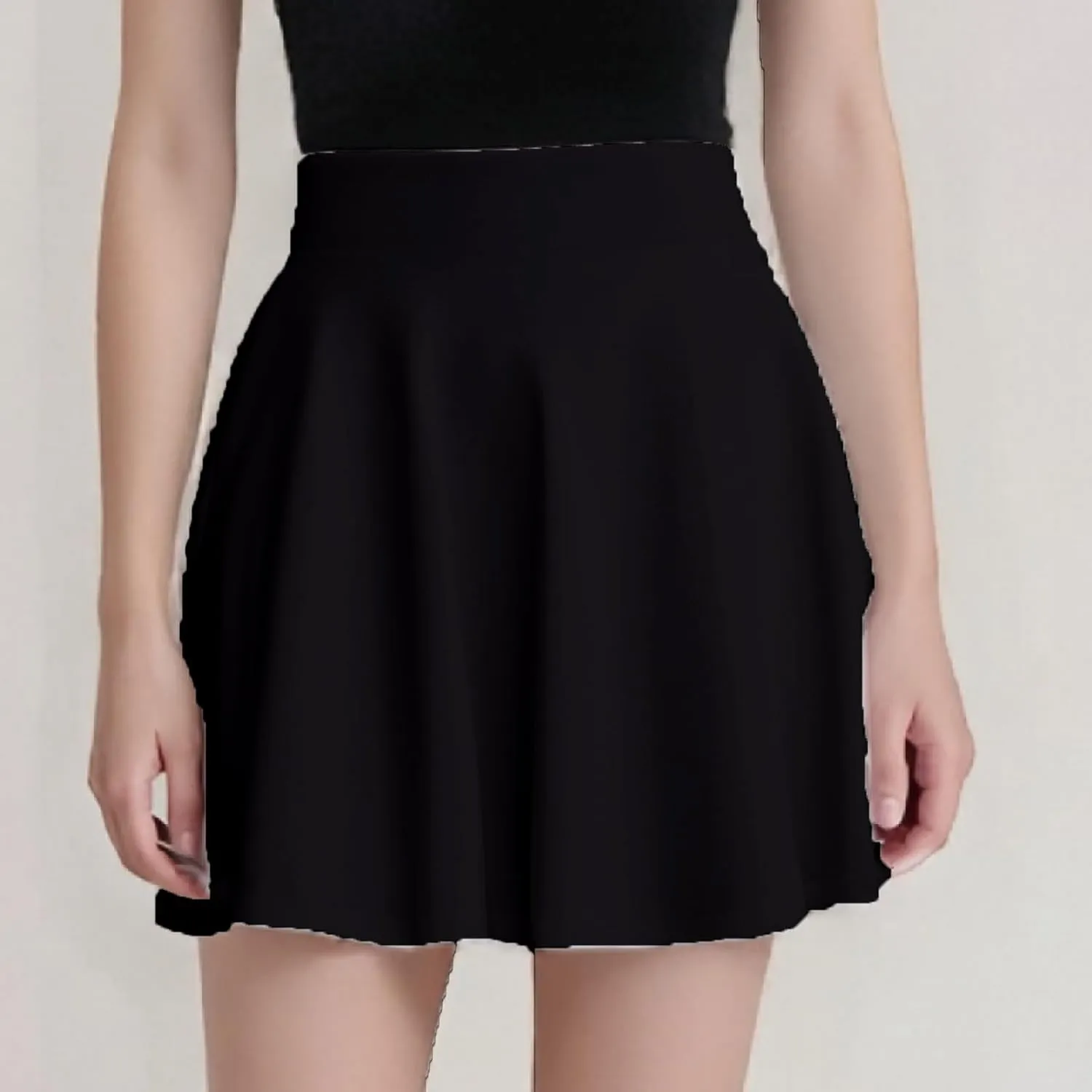 Women's Summer 2025 Basic Versatile Stretchy Flared Casual Flowy Mini Skater Skirt, M-5XL