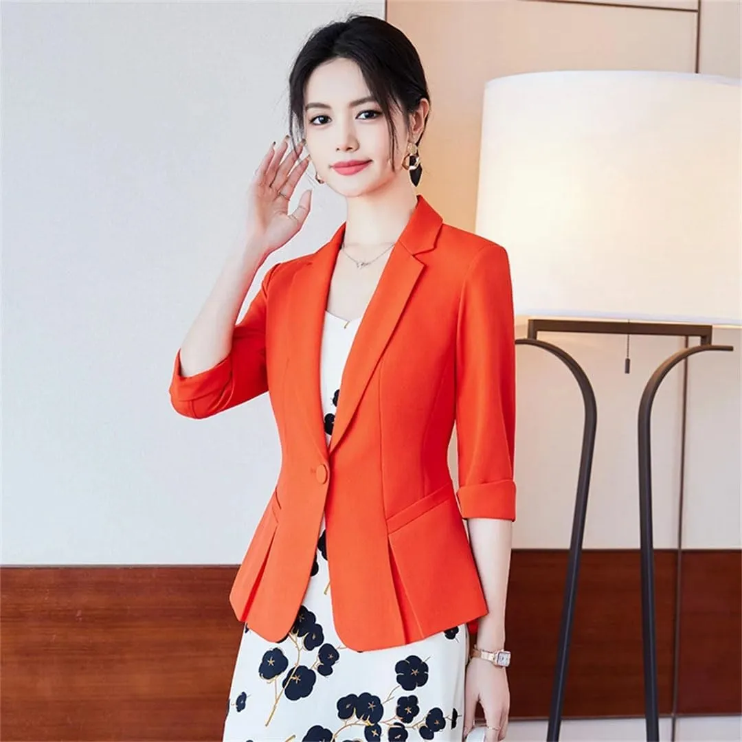 Women's Summer Half Sleeve Slim Cropped Blazer Jacket