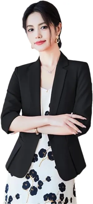 Women's Summer Half Sleeve Slim Cropped Blazer Jacket