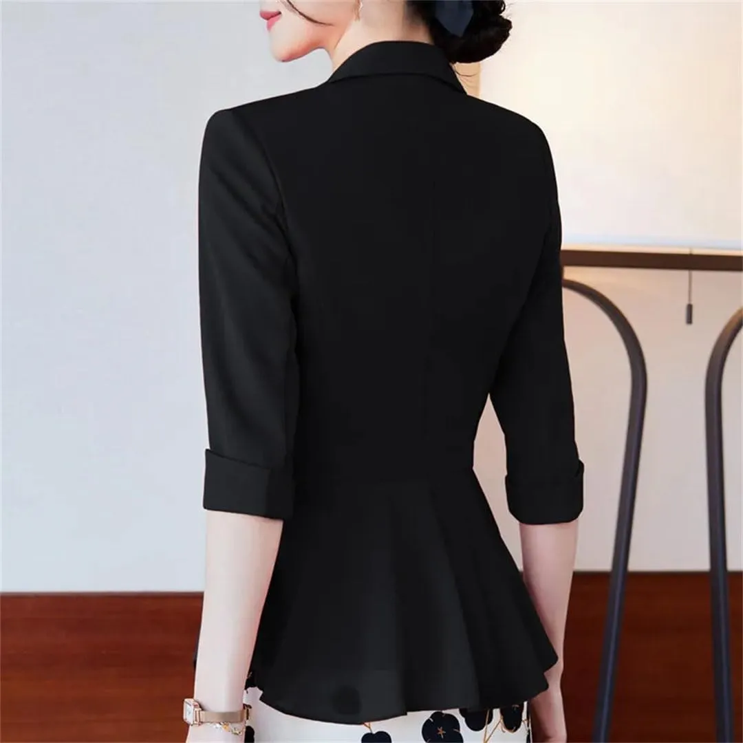 Women's Summer Half Sleeve Slim Cropped Blazer Jacket