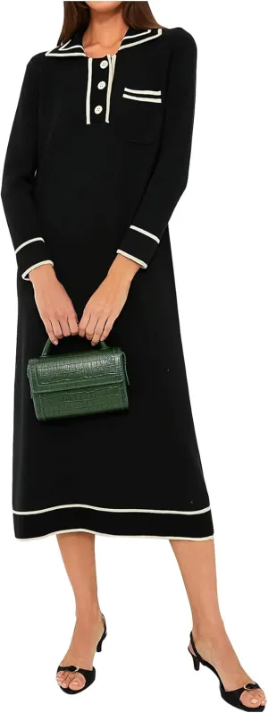 Women's Sweater Maxi Dress Long Sleeve Collared Relaxed Fit Fall Sweater Dress Elegant Party Dress