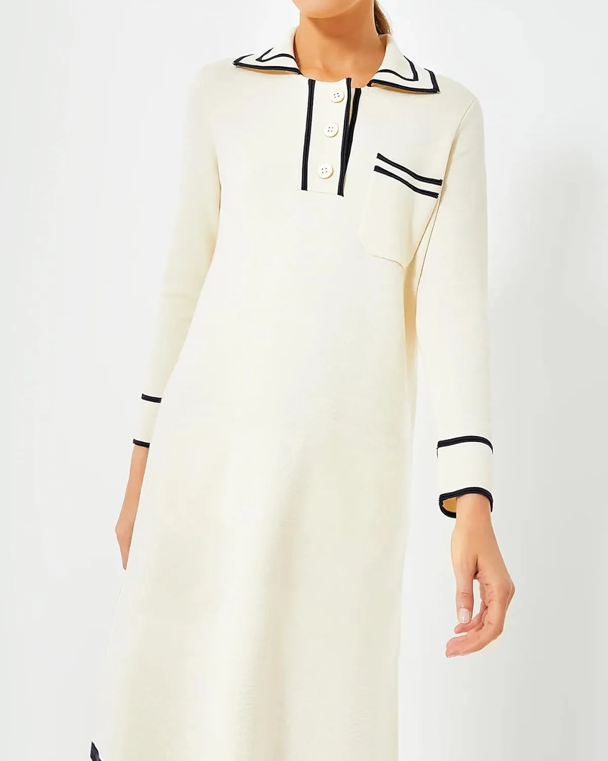Women's Sweater Maxi Dress Long Sleeve Collared Relaxed Fit Fall Sweater Dress Elegant Party Dress