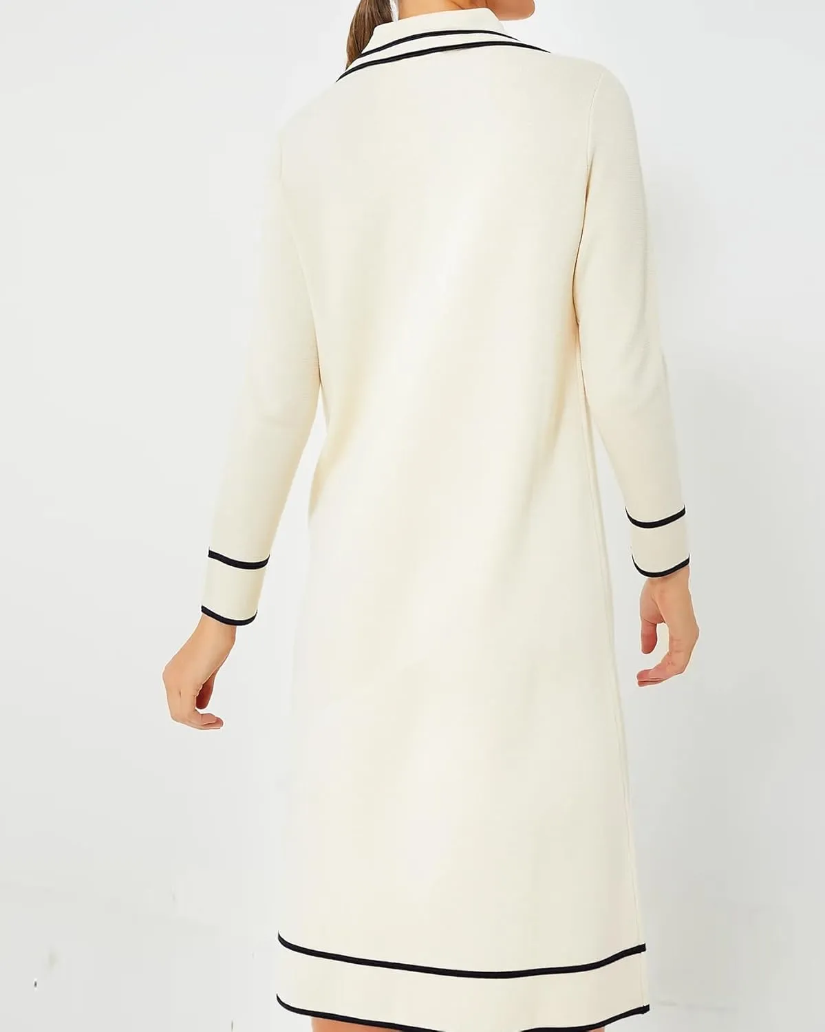 Women's Sweater Maxi Dress Long Sleeve Collared Relaxed Fit Fall Sweater Dress Elegant Party Dress