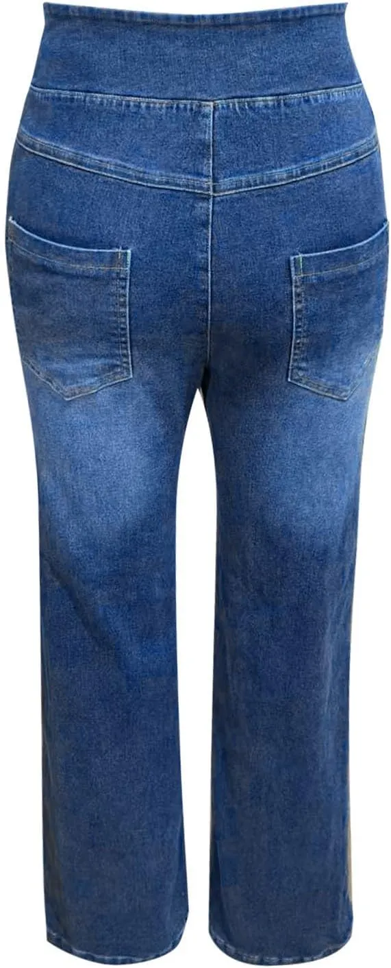 Womens Sweatpant Jeans Sweatpants That Look Like Jeans Stretchy High Waisted Wide Leg Denim Pants with Pockets