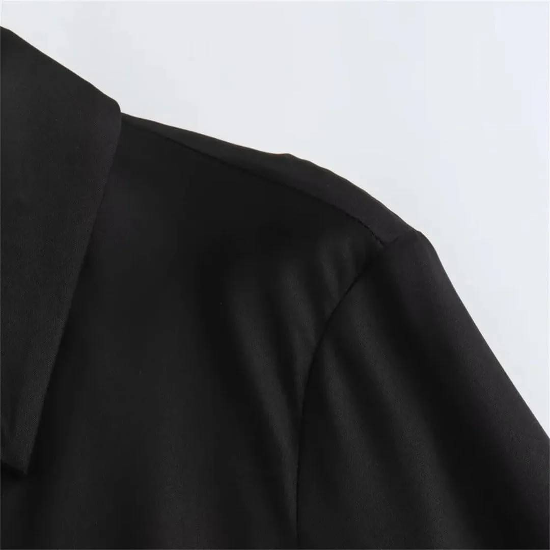 Women's Versatile Slim Bow Decoration Silk Satin Texture Shirt