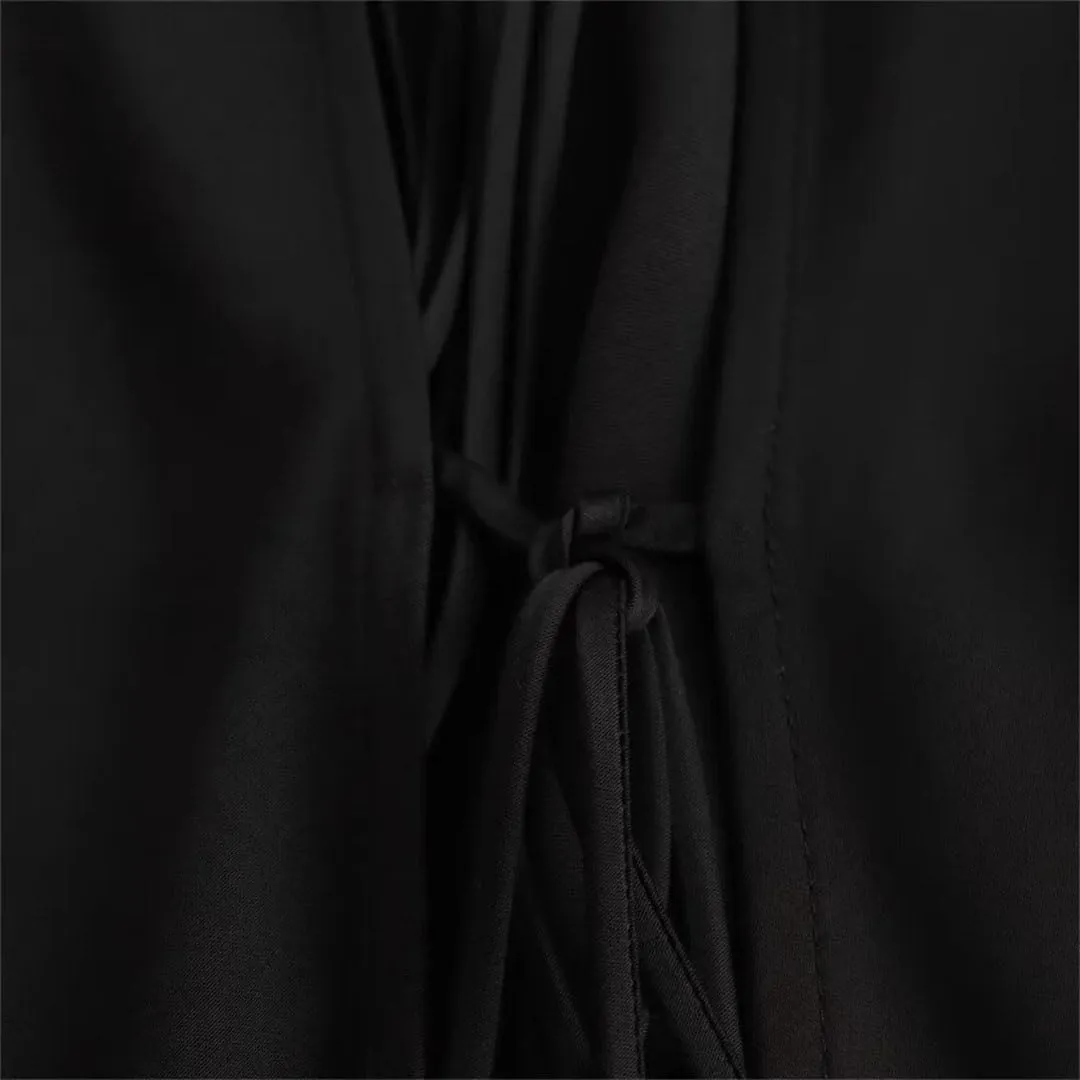 Women's Versatile Slim Bow Decoration Silk Satin Texture Shirt