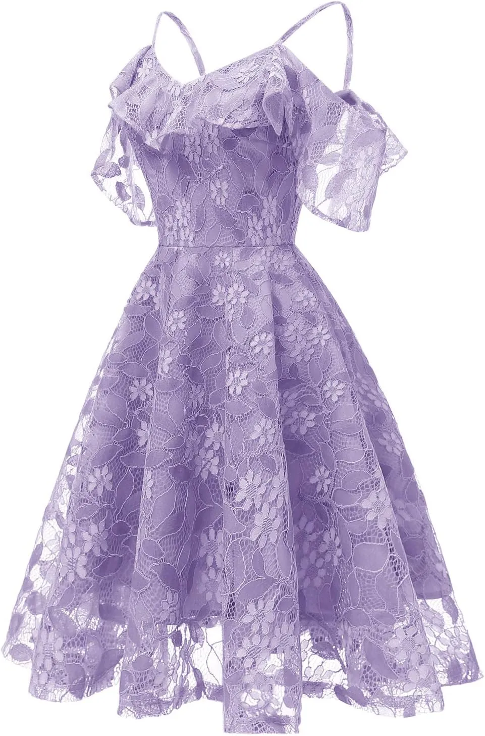 Womens Vintage Lace Floral Wedding Party Dress Short Aline Cocktail Swing Dress