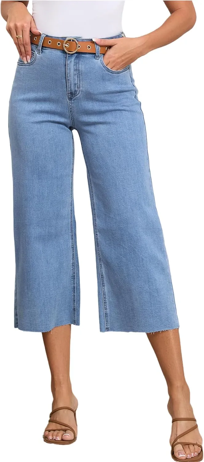 Women's Wide Leg Jeans Straight Leg High Waisted Butt Lifting Stretch High Waisted Baggy Jeans for Women