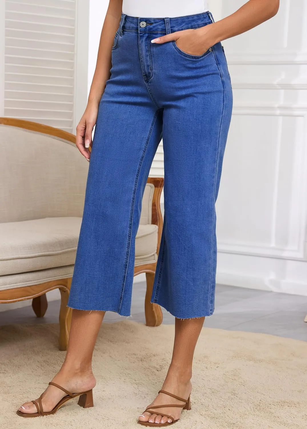 Women's Wide Leg Jeans Straight Leg High Waisted Butt Lifting Stretch High Waisted Baggy Jeans for Women