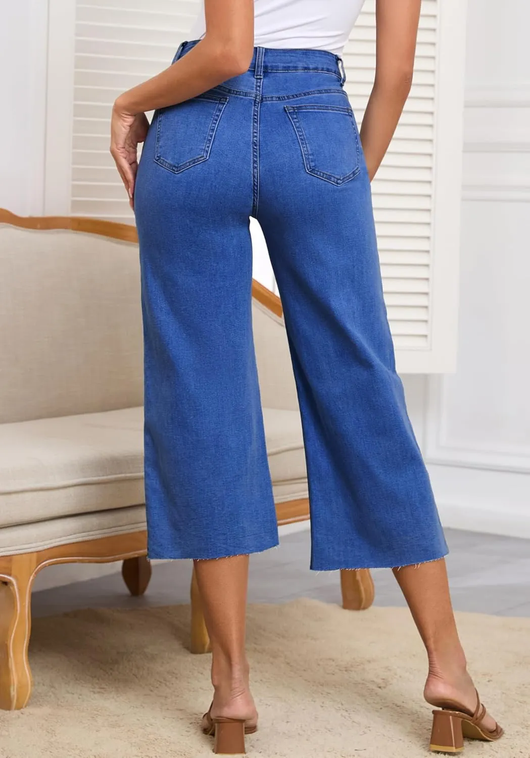 Women's Wide Leg Jeans Straight Leg High Waisted Butt Lifting Stretch High Waisted Baggy Jeans for Women