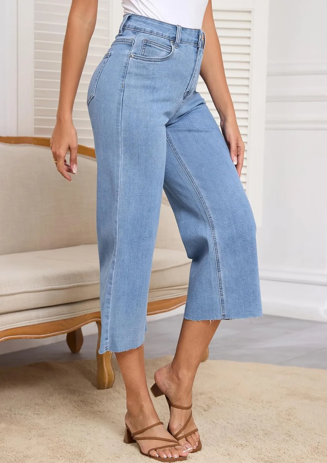 Women's Wide Leg Jeans Straight Leg High Waisted Butt Lifting Stretch High Waisted Baggy Jeans for Women