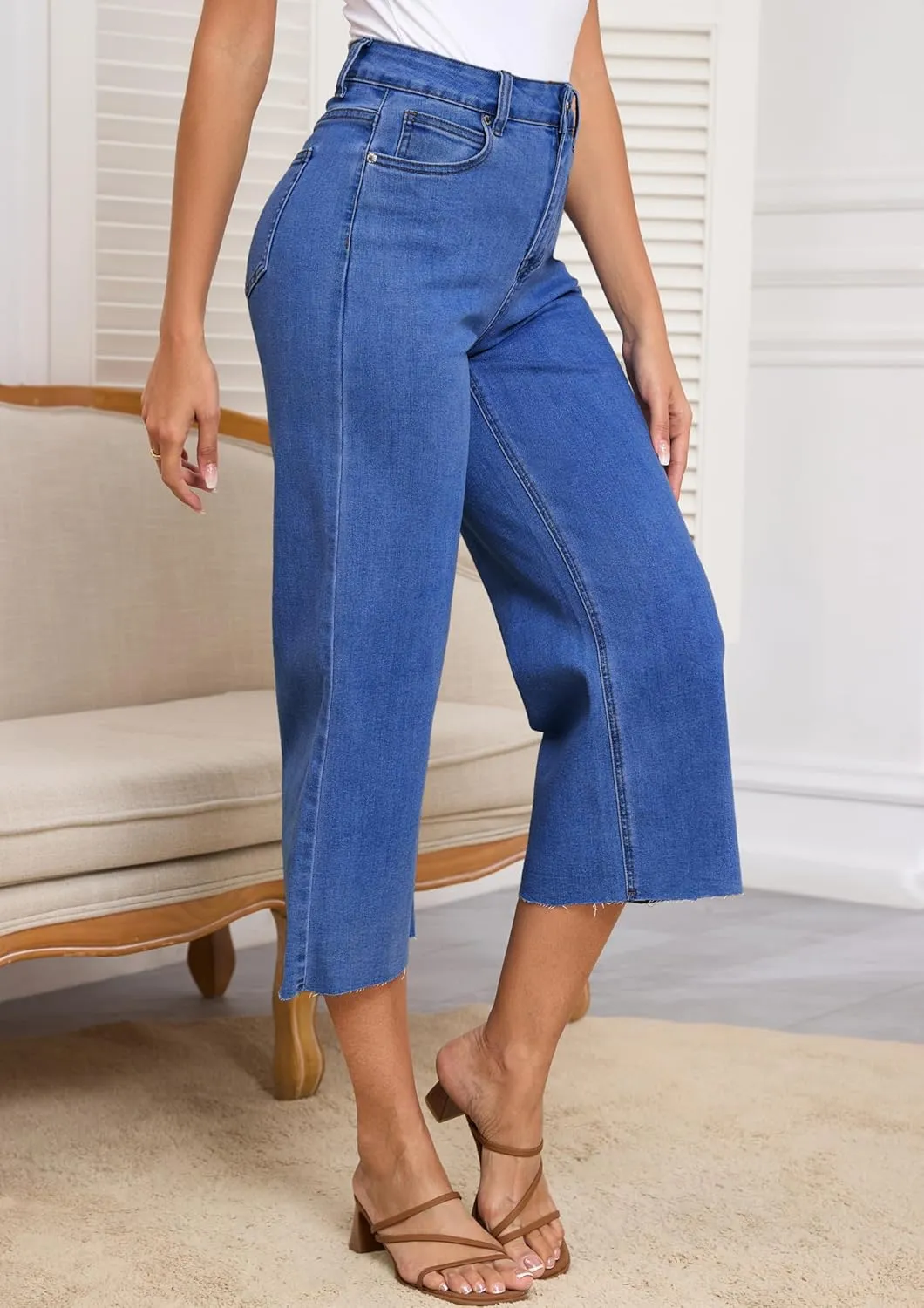 Women's Wide Leg Jeans Straight Leg High Waisted Butt Lifting Stretch High Waisted Baggy Jeans for Women